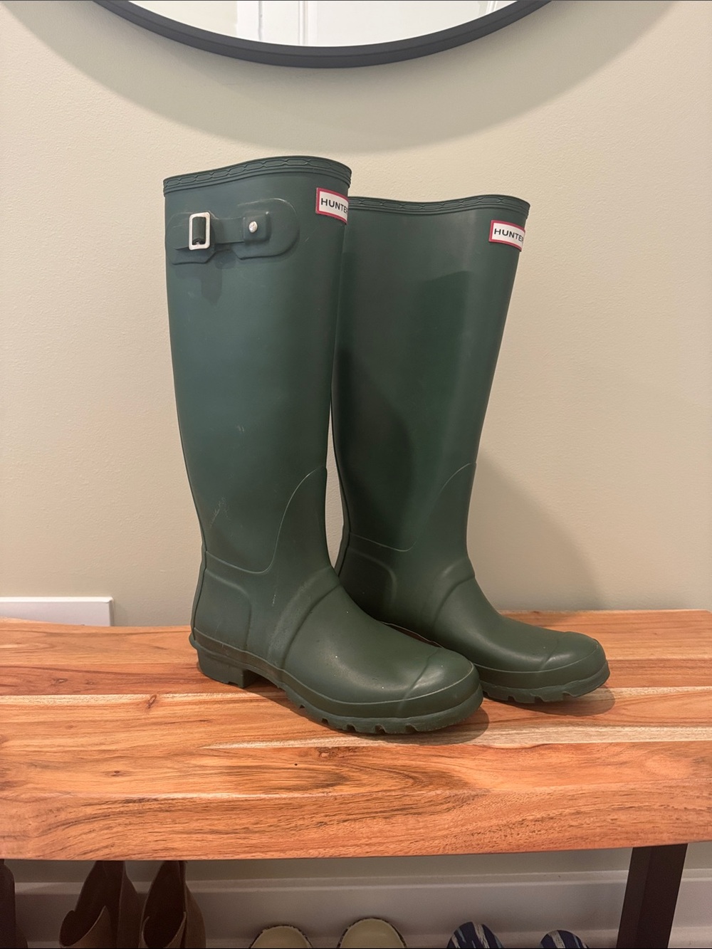 Hunter Forest Green Tall Rubber Rain Boots - Picture 3 of 7